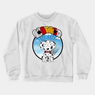 Silly dalmatian dog has a broken parachute Crewneck Sweatshirt